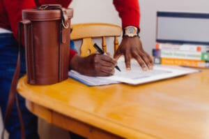 business man working on documents