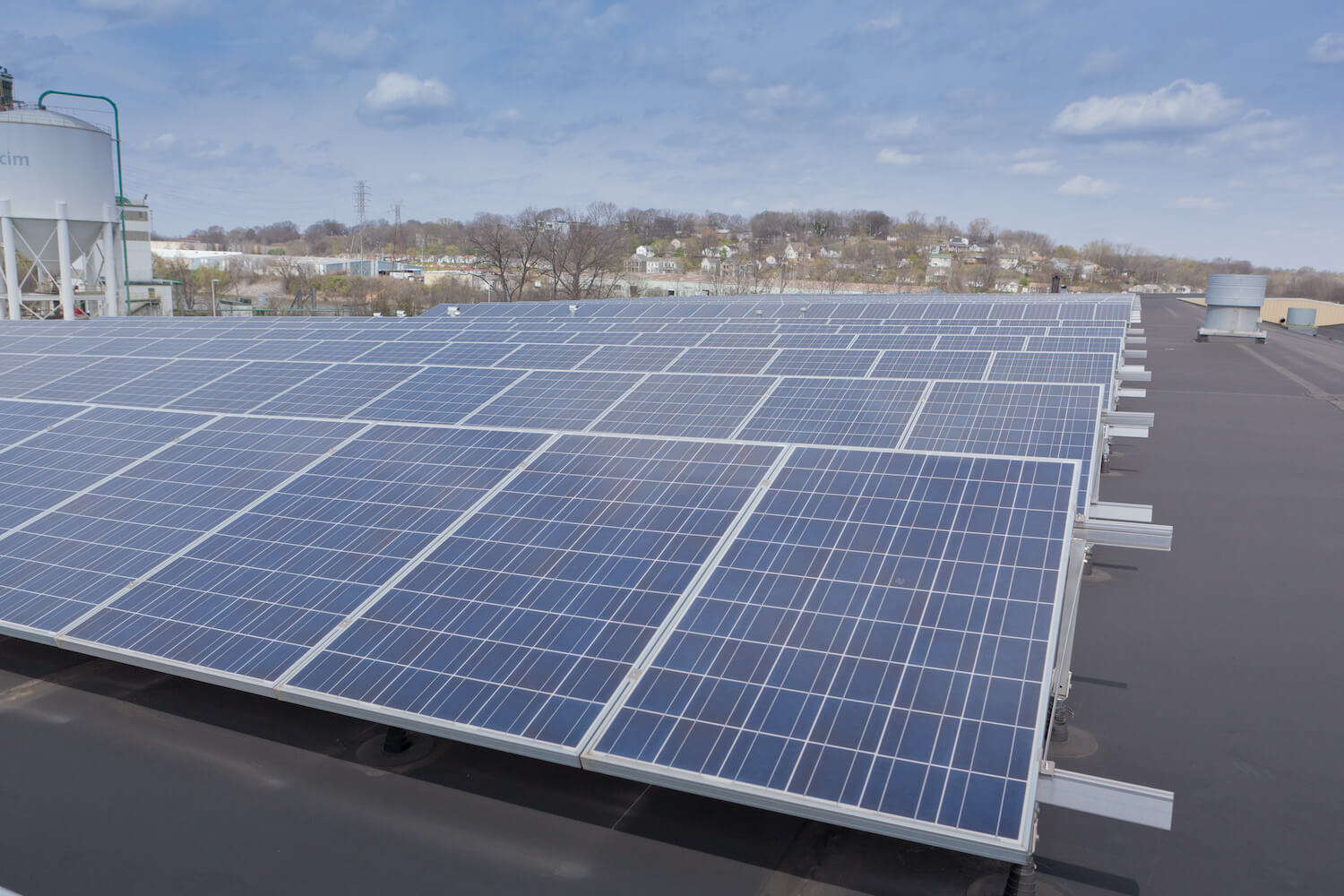 solar panels on top of roof