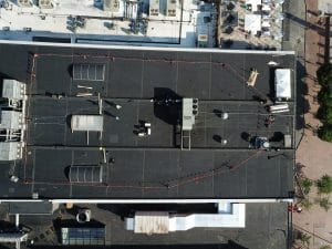 aerial view of flat commercial roof