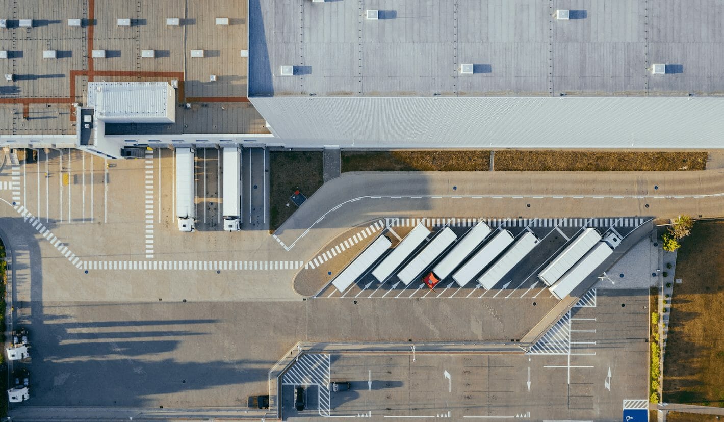 aerial shot of industrial building.