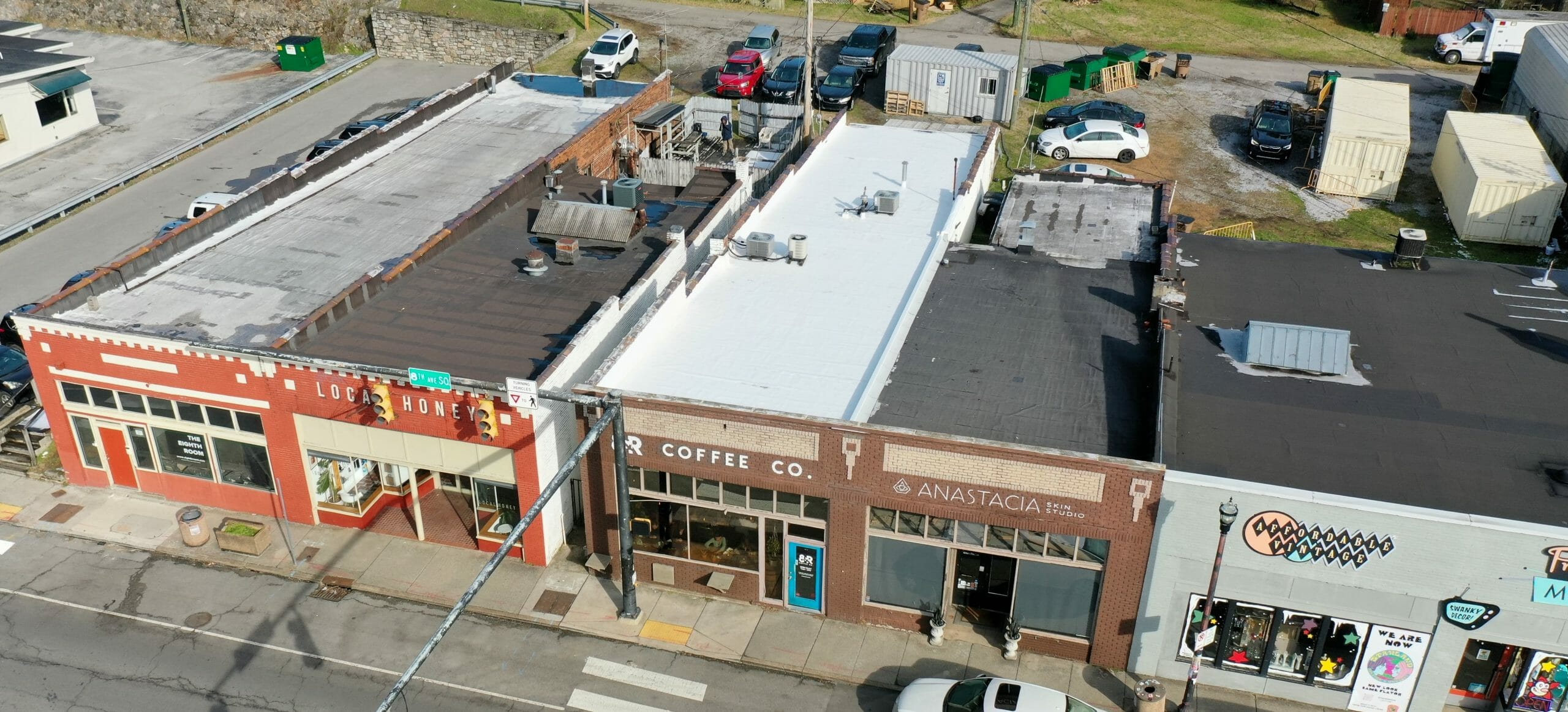 Roof replacement for 8th coffee & co in nashville.