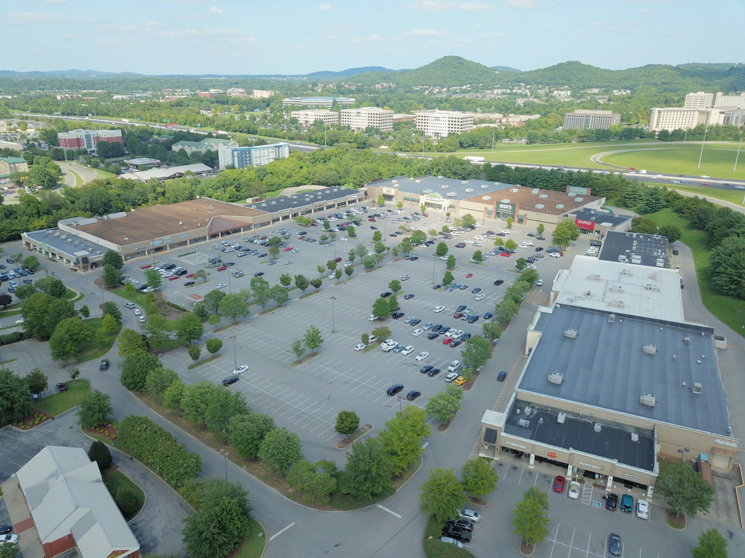 aerial view of commercial property