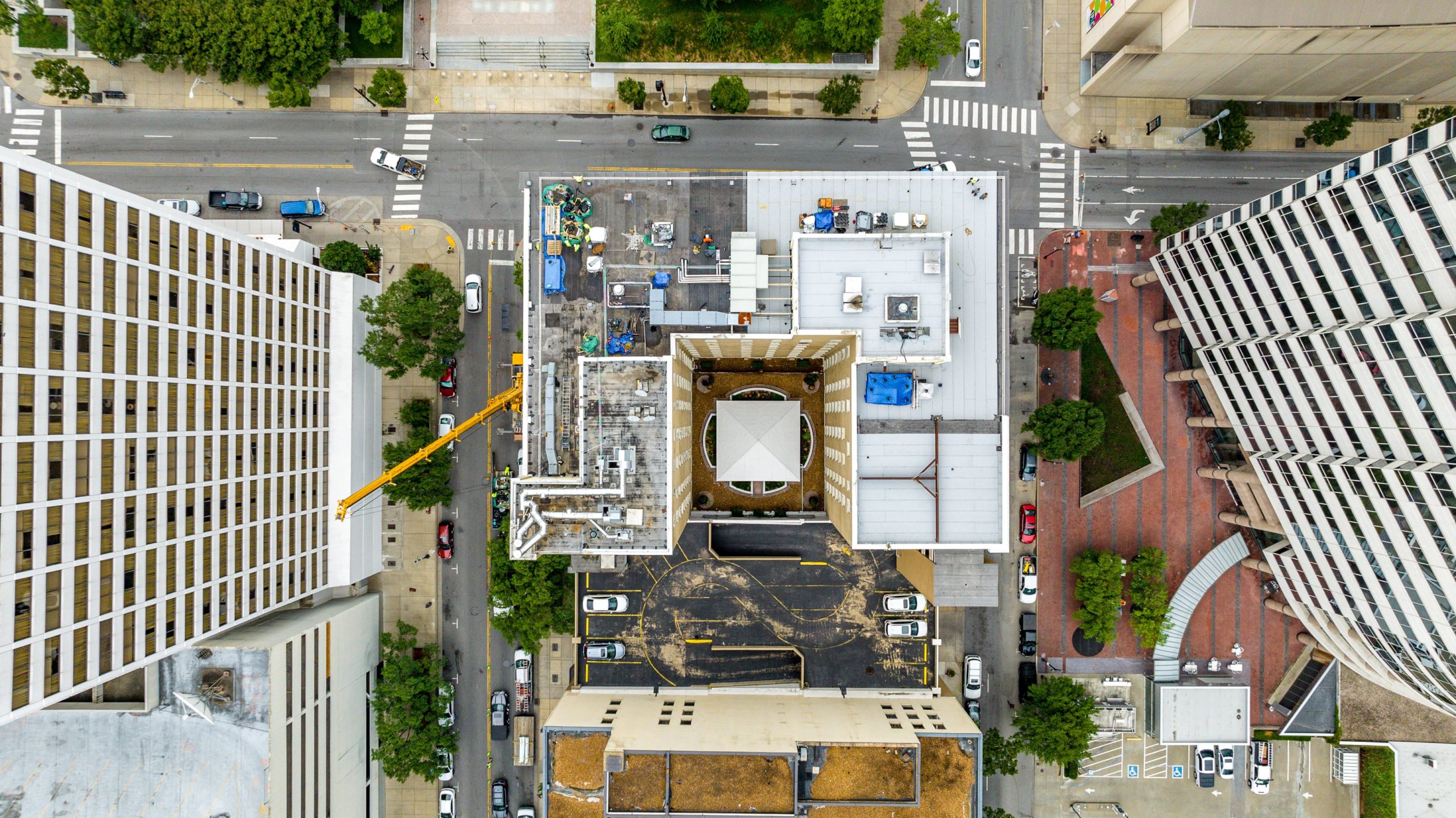 aerial view of the city.