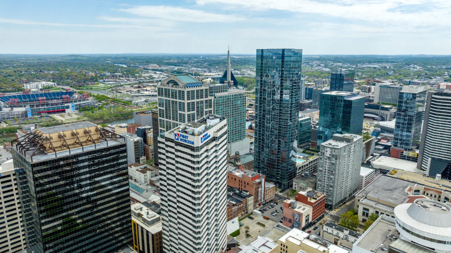 downtown cityscape springtime